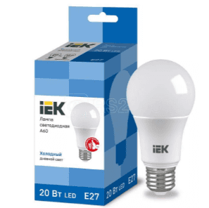 лампа led 6500k 20w eco a60 груша 230в e27 iek/10