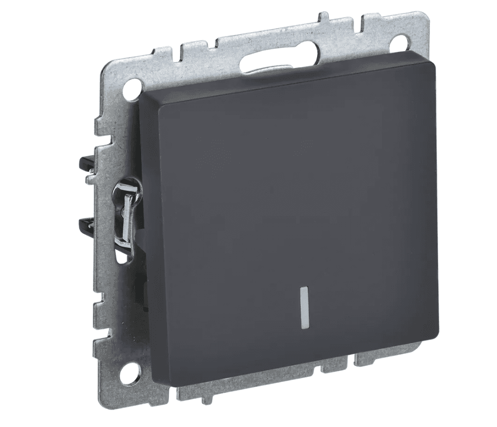 выключатель 1 кл. с индикатором 10а 230b вс10-1-1-брг brite графит iek