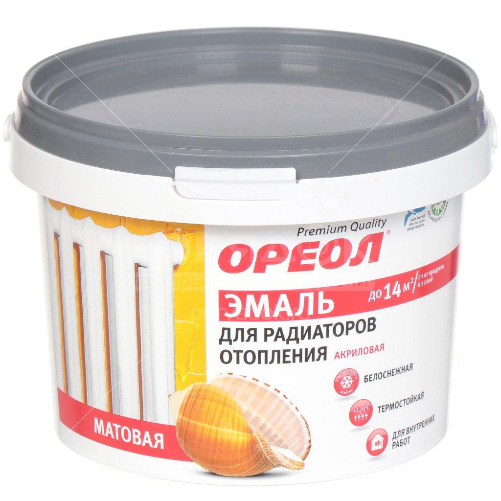 эмаль &quot;ореол&quot; для радиаторов отопления акриловая матовая белая, 2,5кг