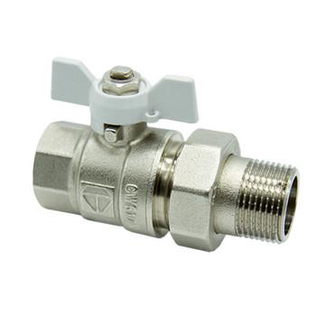 кран шаровый со сгоном 3/4&quot; (20) белая (бабочка/американка) hlv/8/ - 101227w.n.02