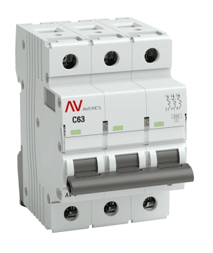 выключатель автоматический модульный 3p 63a 6ka х-ка c av-6 ekf averes /4