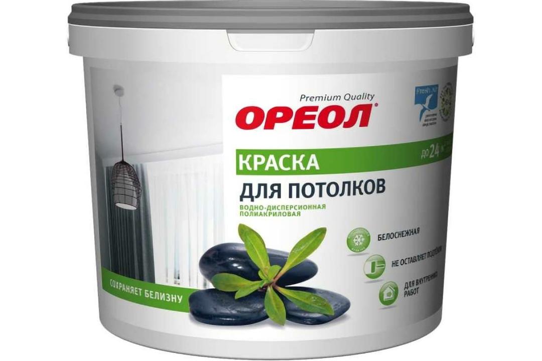 краска для потолков &quot;ореол&quot; белоснежная вд полиакр. для внутр. работ 13 кг