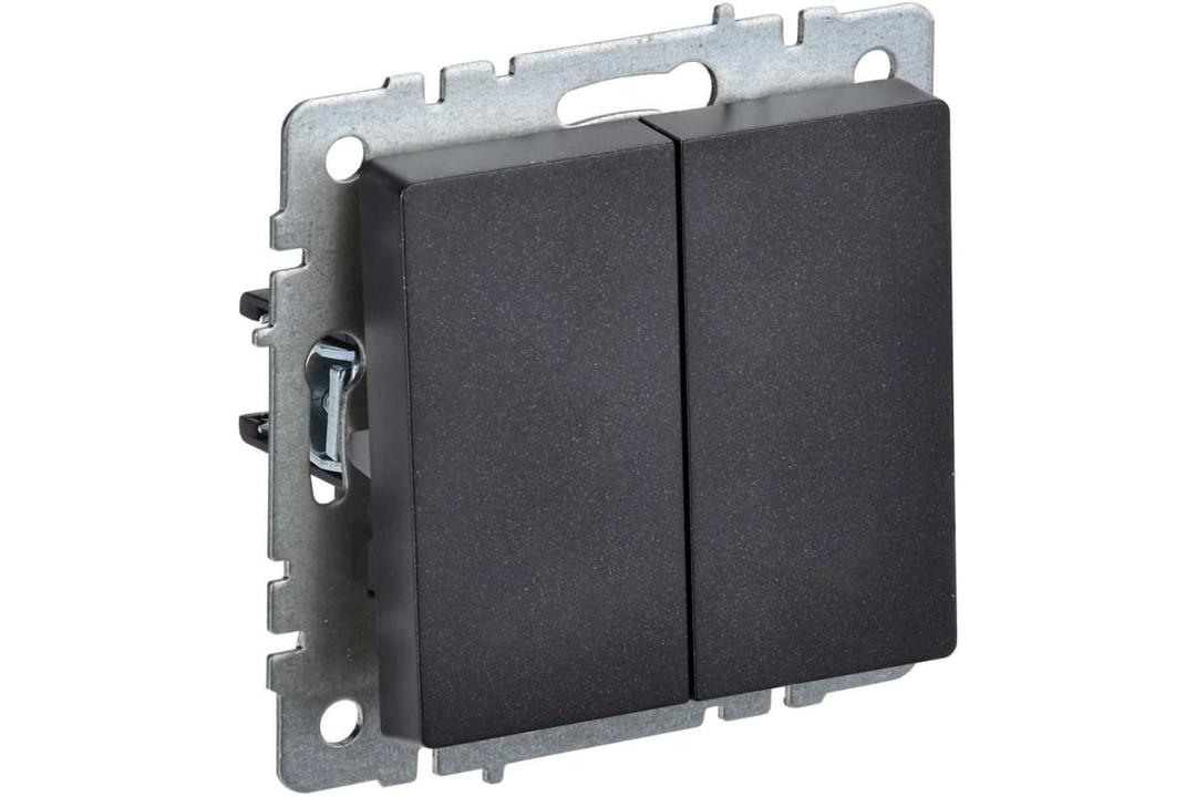 выключатель 2 кл. 10а 230b вс10-2-0-брч brite черный iek/10