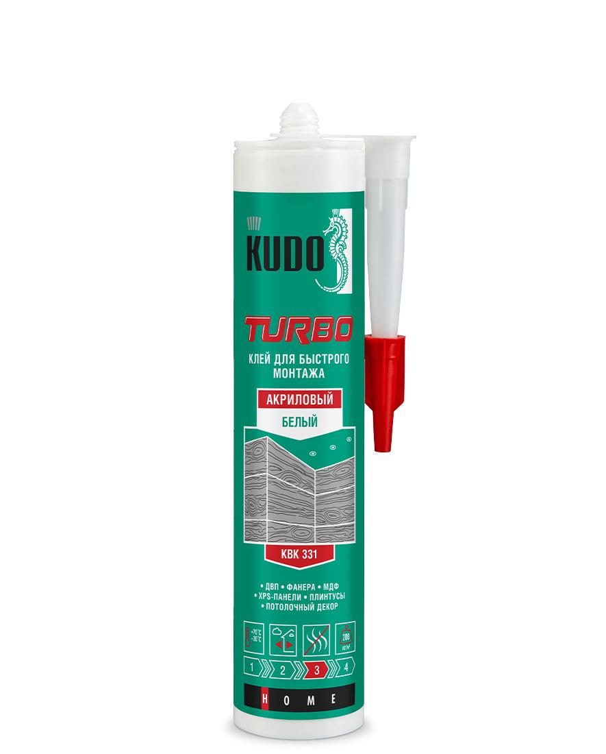 клей жидкие гвозди kudo home turbo для быстрого монтажа, на акриловой основе, белый, 280мл/12