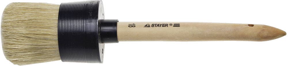 кисть круглая stayer universal, 60 мм, пластмассовый корпус, светлая натуральная щетина, деревянная ручка (0141-60)/6
