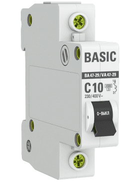 выключатель автоматический модульный 1p 10а 4,5ка х-ка с ва 47-29 ekf basic /12