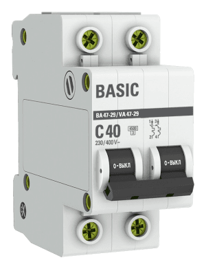 выключатель автоматический модульный 2p 40а 4,5ка х-ка с ва 47-29 ekf basic /6