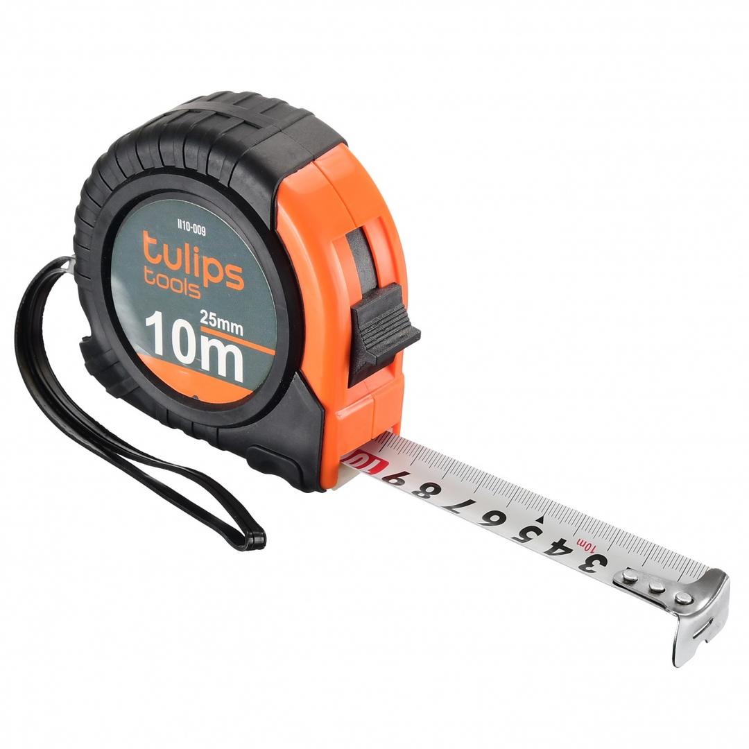 рулетка с фиксатором tulips tools, 10 м