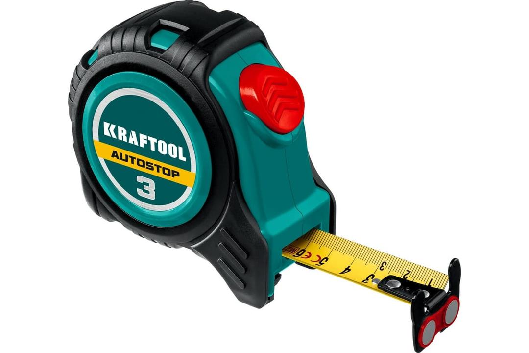 рулетка профессиональная с автостопом kraftool autostop, 3м х 16мм