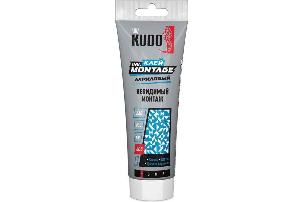 клей жидкие гвозди kudo home inv. montage decor для невидимого монтажа, акриловый, прозрачный, 200мл