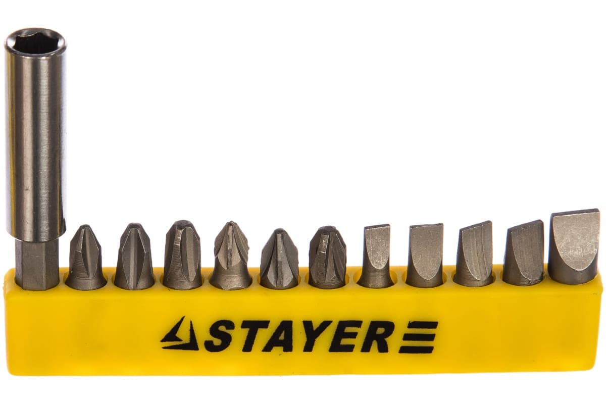 набор бит с адаптером stayer, 12шт