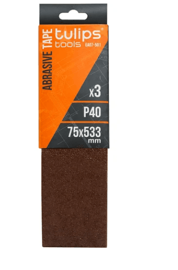 лента шлифовальная tulips tools, 75х533 мм, p40, 3 шт