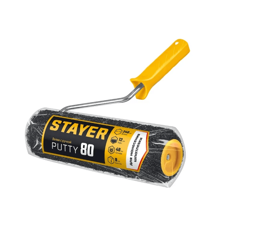 валик для шпатлевки stayer putty professional нейлон 80мм,240мм,8мм (03642-24)