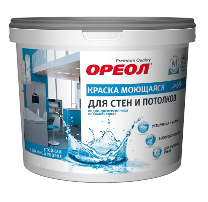 краска &quot;ореол&quot; моющаяся для стен и потолков, 6,5 кг