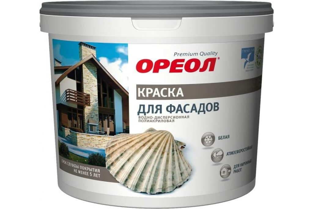 краска для фасадов "ореол" белая атмосферостойкая вд полиакр. для наруж. работ 3 кг/некондиция