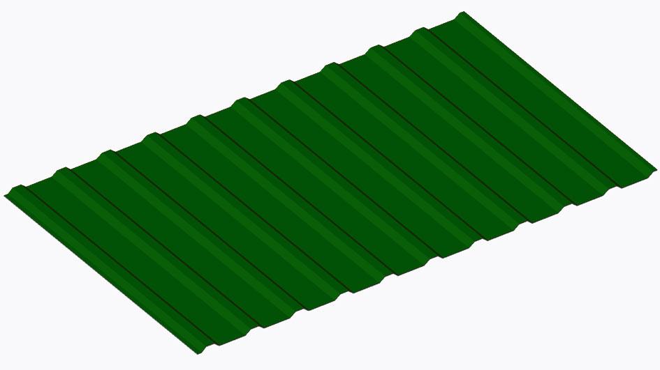 профлист некондиция с10 зеленый мох (ral 6005) 1150х2000х0,40мм (2,3м2)