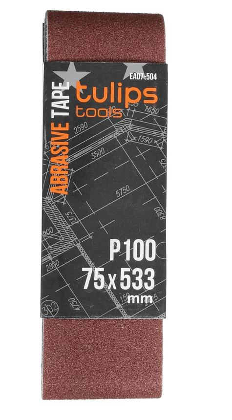 лента шлифовальная tulips tools, 75х533 мм, p100, 3 шт