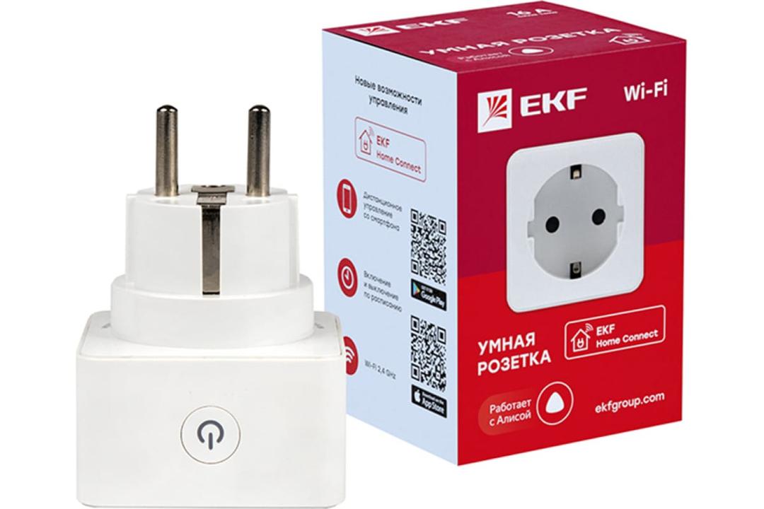 умная розетка ekf сonnect wi-fi белая/1