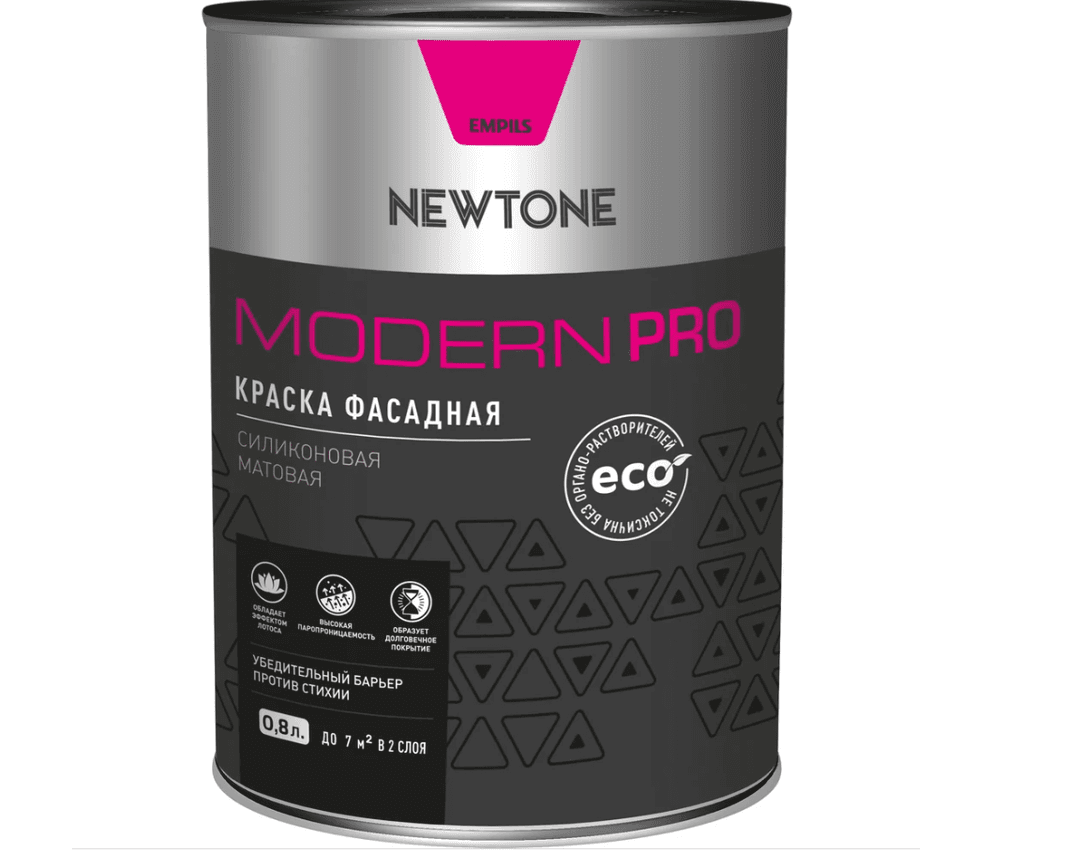 краска newtone modern pro фасадная водно-дисперсионная силиконовая матовая база а 8,5л 11,6кг