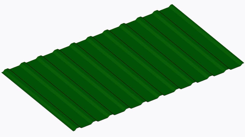 профлист с10 зеленый мох (ral 6005) 1150х2000х0,40мм (2,3м2) некондиция