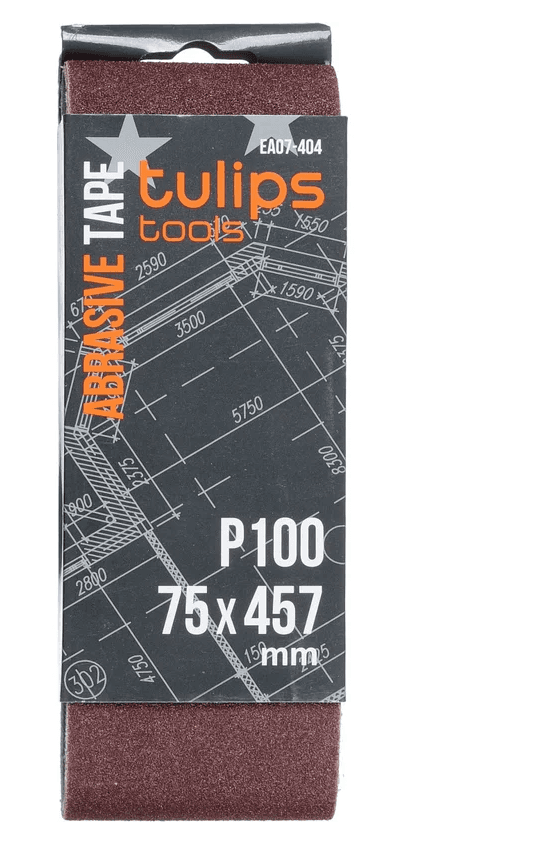 лента шлифовальная tulips tools, 75х457 мм, p100, 3 шт