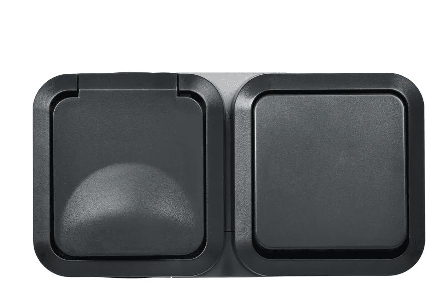блок розетка и выключатель гор 16а ip55 ts142 графит tors/10