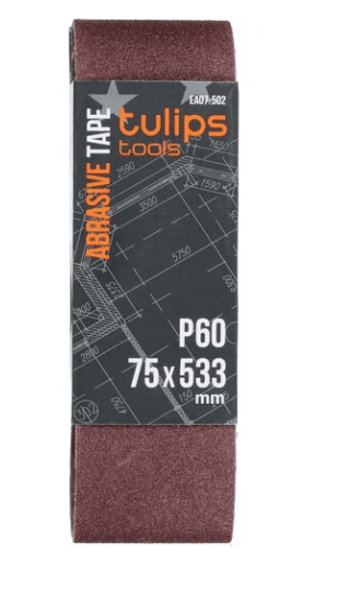 лента шлифовальная tulips tools, 75х533 мм, p60, 3 шт