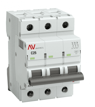 выключатель автоматический модульный 3p 25a 6ka х-ка c av-6 ekf averes /4