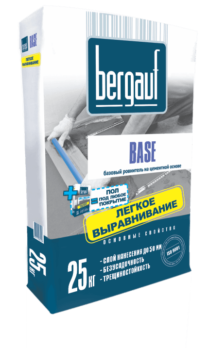 смесь для предварительного выравнивания пола на цементной основе bergauf base 25кг некондиция