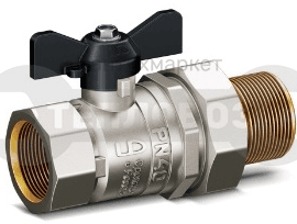 кран шаровый 1/2&quot; (15) вр-нр латунь, с накидной гайкой, ручка бабочка ld pride 47.306.15/1