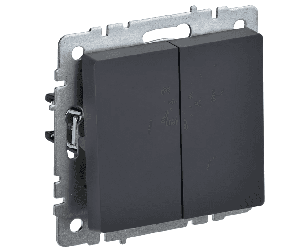 выключатель проходной 2 кл. 10а 230b вс10-2-6-брг brite графит iek