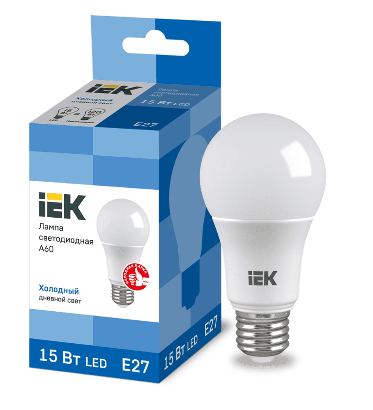 лампа led a60 шар 15вт 230в 6500к e27 iek/10