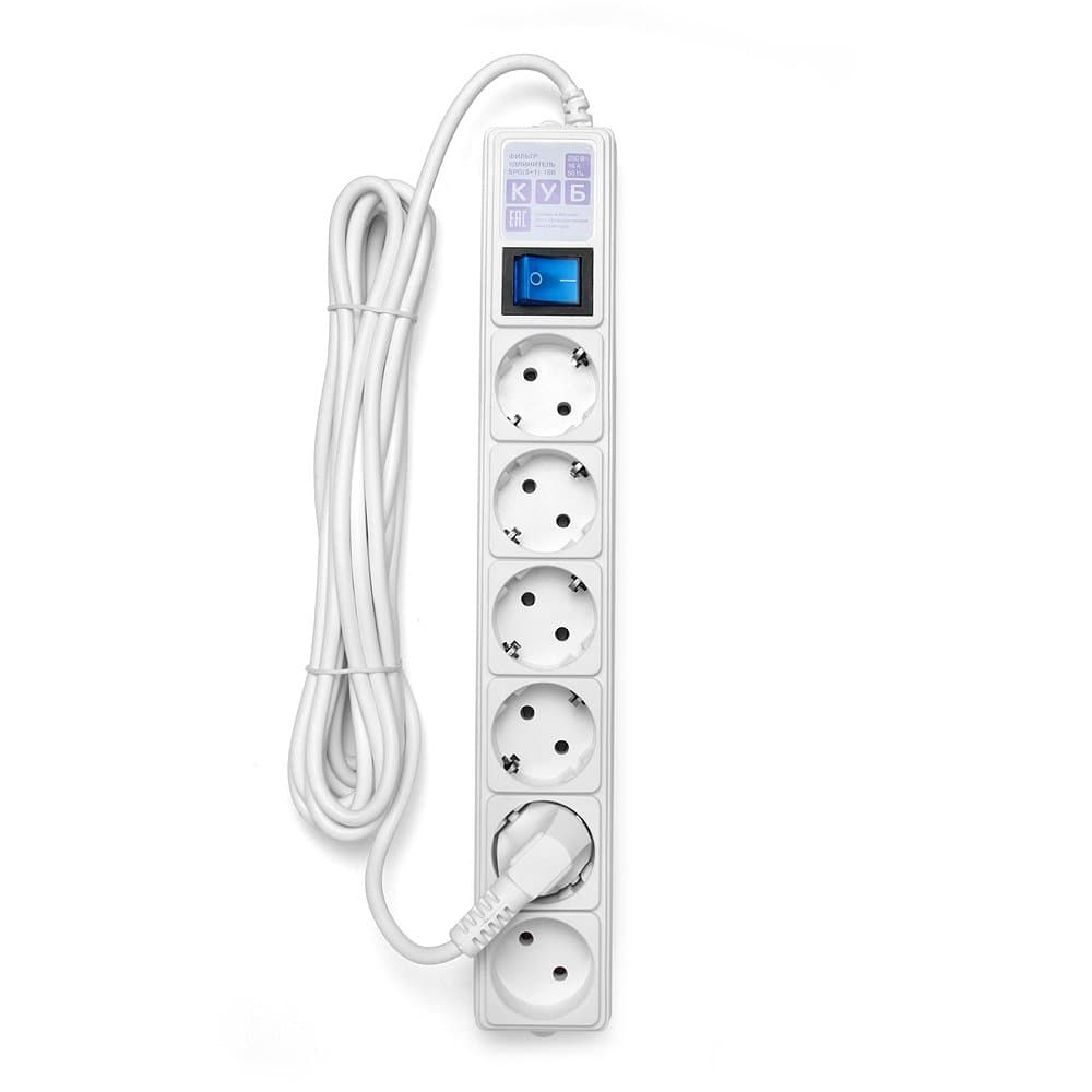 сетевой фильтр 6гн 5м 16а/3,5квт пвс 3х1 белый power cube