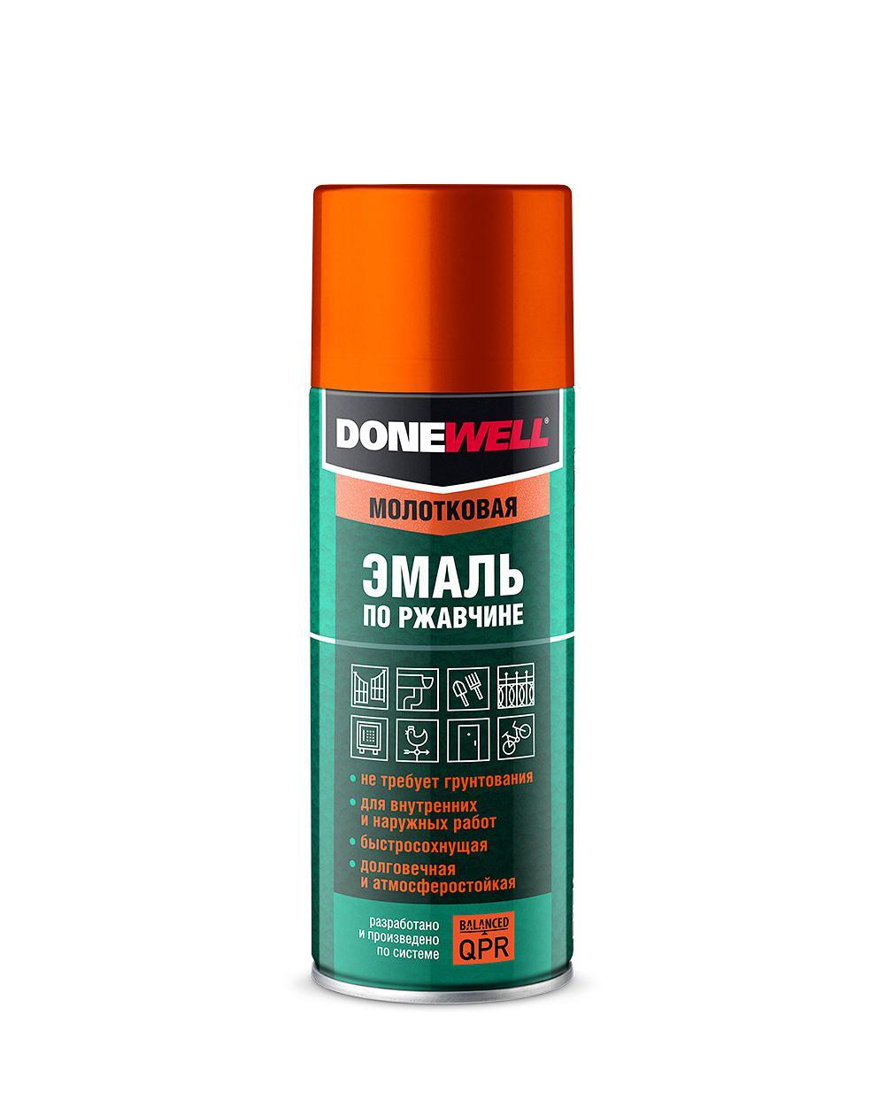 эмаль аэрозольная donewell молотковая по ржавчине черная медь 520мл/12шт