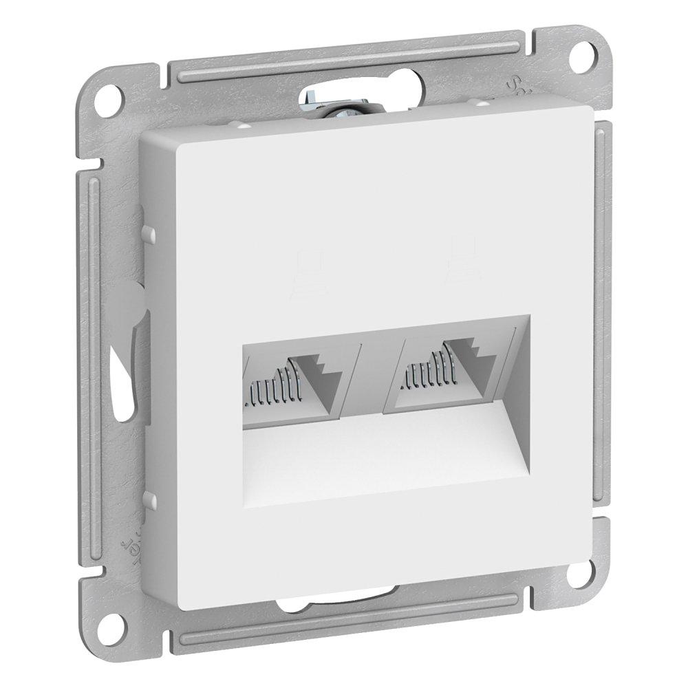 розетка компьютерная 2-м rj45+rj45 кат. 5е механизм atlasdesign белый/10