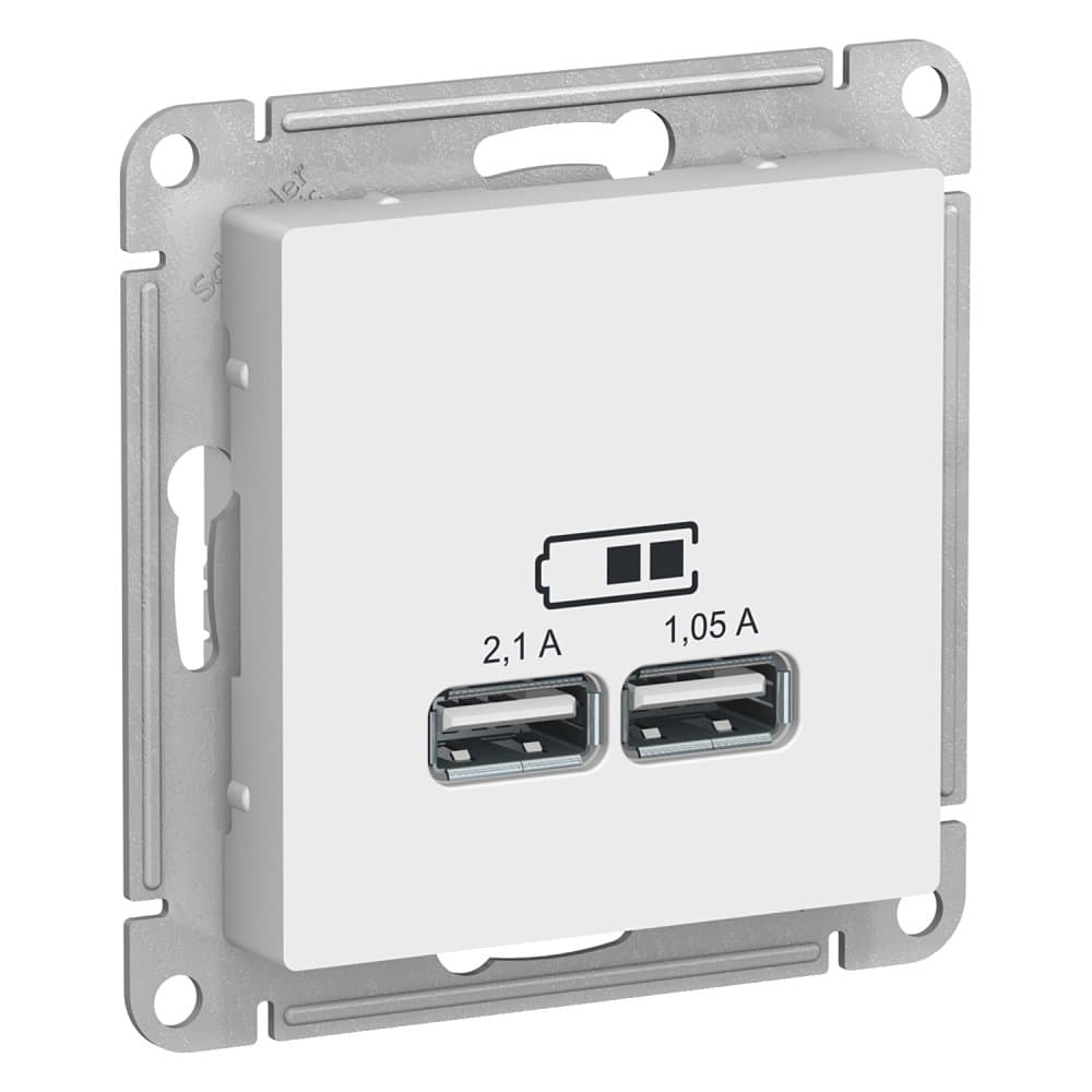 розетка usb a+a 5в/2,1 а 2х5в/1,05 а механизм atlasdesign белый/8