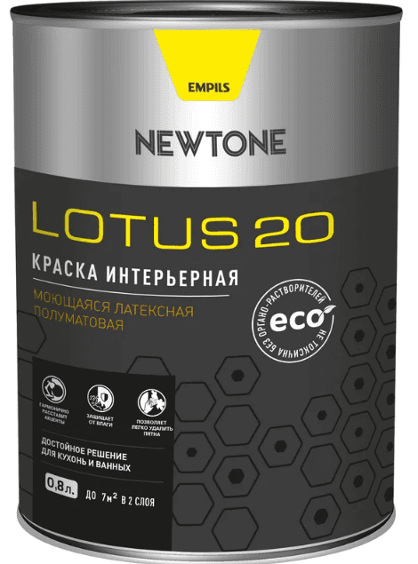 краска newtone lotus 20 моющаяся интерьерная водно-дисперс латексная полуматовая база a 0.8л 1кг