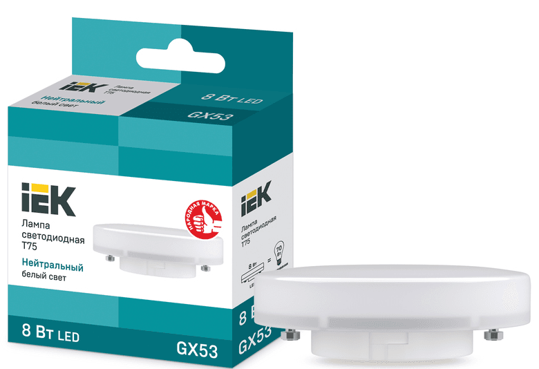 лампа led 4000k 8w t75 таблетка 230в gx53 iek/10