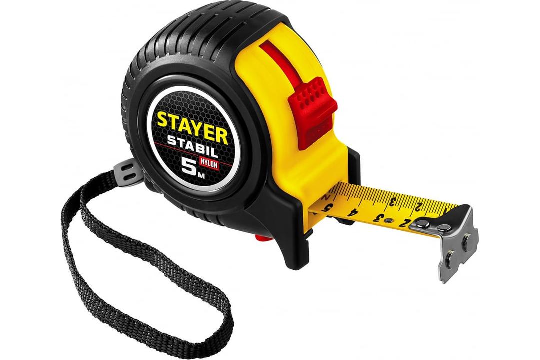 рулетка с двухсторонней шкалой, stayer stabil professional, 5м х 25 мм
