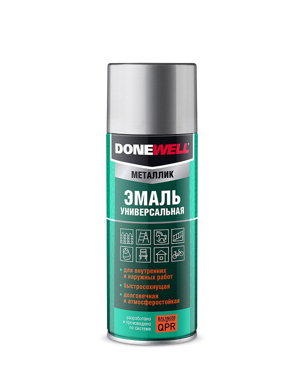 эмаль аэрозольная donewell металлик универсальная хром 520мл/12шт