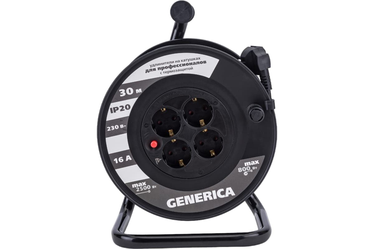 катушка 4-местная с термозащитой 2p+pe/30м 3х1,5мм2 ук30 generica /1