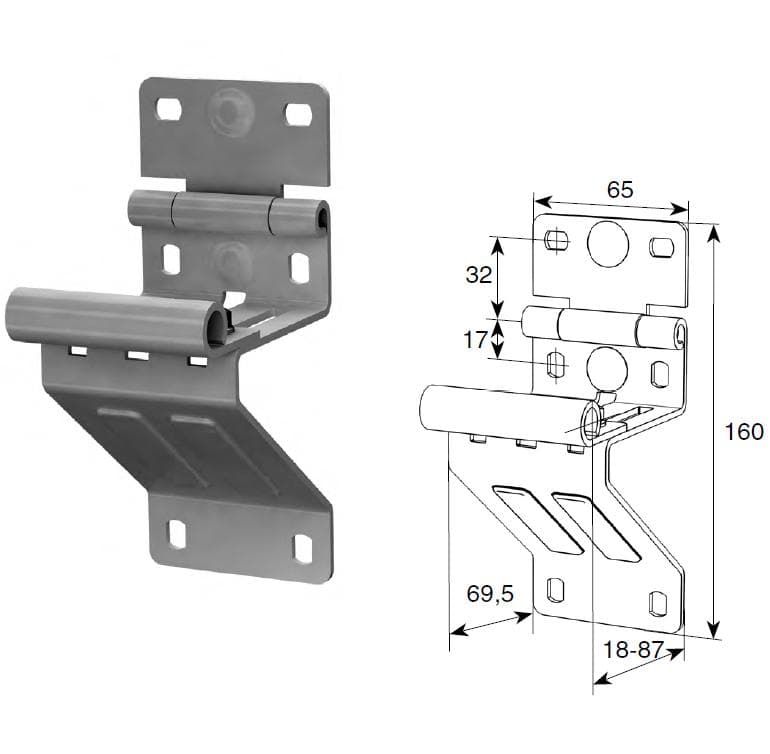 опора боковая с выборкой ral9003, doorhan