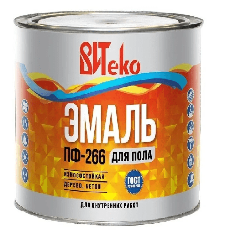 эмаль алкидная д/пола  пф-266 &quot;витеко&quot; золотисто-коричневая 2,6 кг