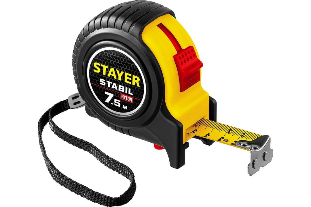 рулетка с двухсторонней шкалой, stayer stabil professional, 7.5м х 25 мм