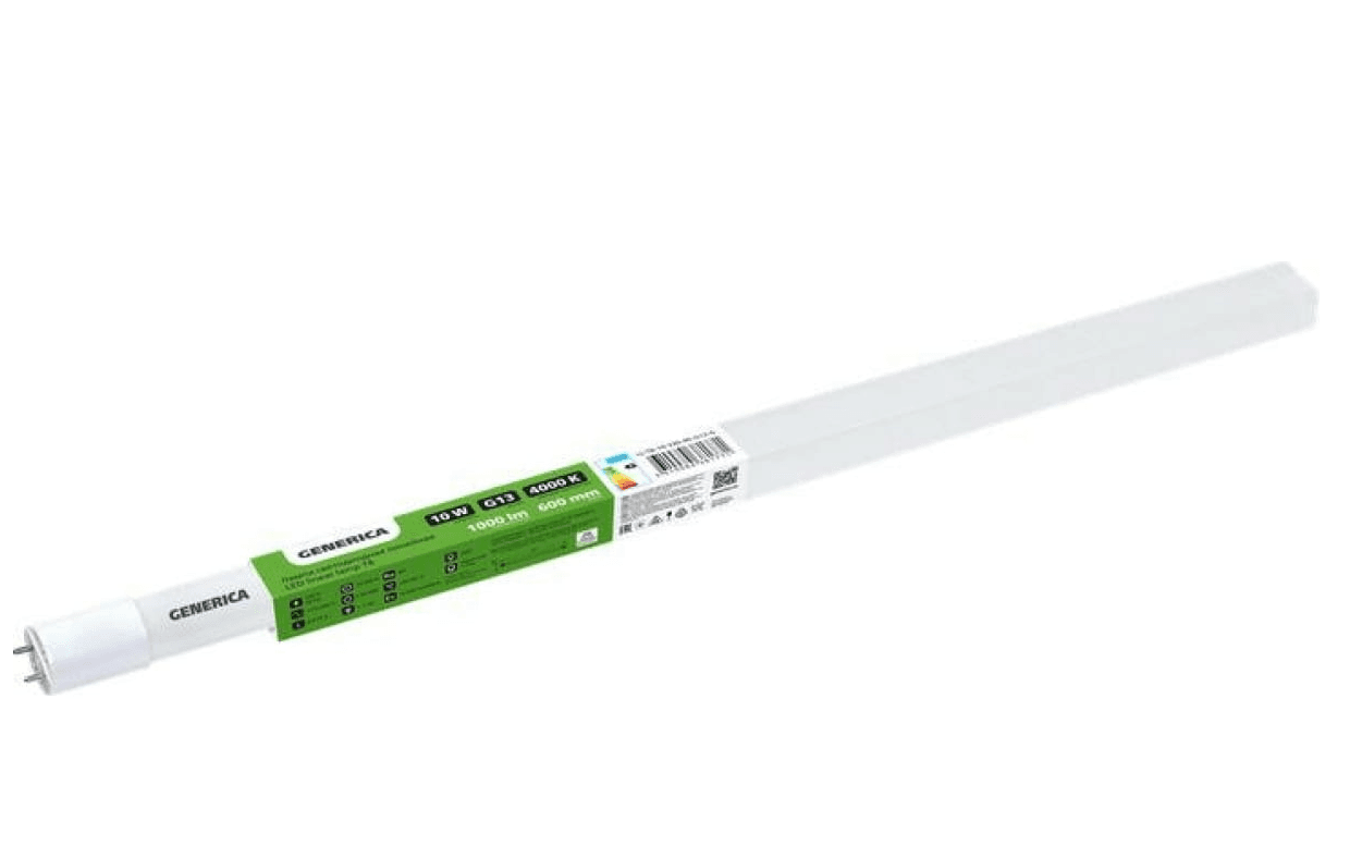 лампа led 4000k 10w t8 линейная 600мм 230в g13 generica/20
