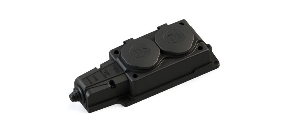 колодка каучук 2 отд  с заглушками 2р+ре 16а/220в multiset systeme electric 14/140