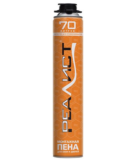 пена монтажная профессиональная realist pro orange 70л летняя 900гр /12/672