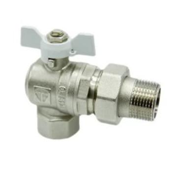 кран шаровый угловой со сгоном 3/4&quot; (20) белая (бабочка/американка) hlv/8/ - 101228w.n.02
