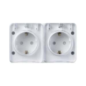 розетка открытой установки 2-м с/з со шторками 16а ip54 atlasdesign profi белый /6 розетка открытой установки 2-м с/з со шторками 16а ip54 atlasdesign profi белый /6