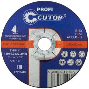 круг шлифовальный по металлу 150*6*22 "cutop profi t27" (25/100) круг шлифовальный по металлу 150*6*22 "cutop profi t27" (25/100)